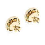 Ruby, Emerald, Sapphire and Diamond Swirl Earrings, 18K