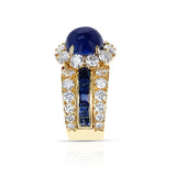 Van Cleef & Arpels Sapphire Cabochon Ring with Diamonds and Square Cut Sapphires