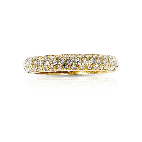 Cartier Three Row Round Diamond Wedding Band, 18K Gold