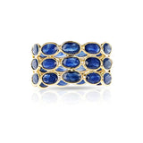 Oval Emerald Triple Layer Band, 18K Gold