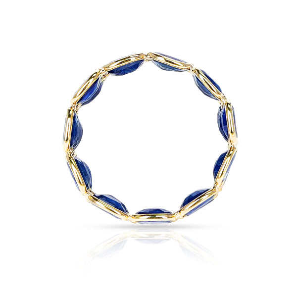 Oval Blue Sapphire Triple Layer Band, Yellow Gold