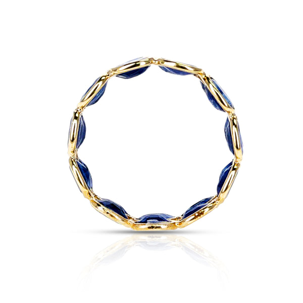 Oval Blue Sapphire Double Layer Band, Yellow Gold