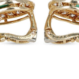 Cartier Pear Shape Emerald with Round Diamond Earrings, 18 Karat Gold