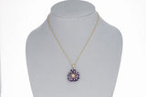 Amethyst Carved Floral Pendant with 14k Gold and Diamonds