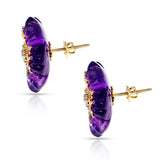 Carved Floral Amethyst Earrings with Diamonds