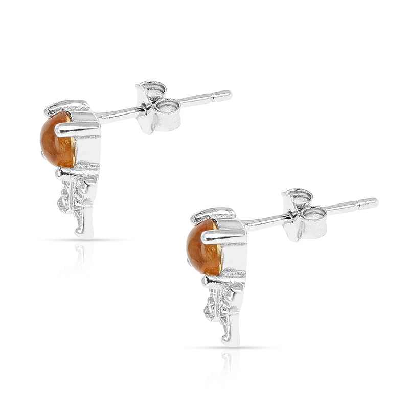 Genuine Citrine Butterfly Earrings with Cubic Zirconia in Sterling Silver