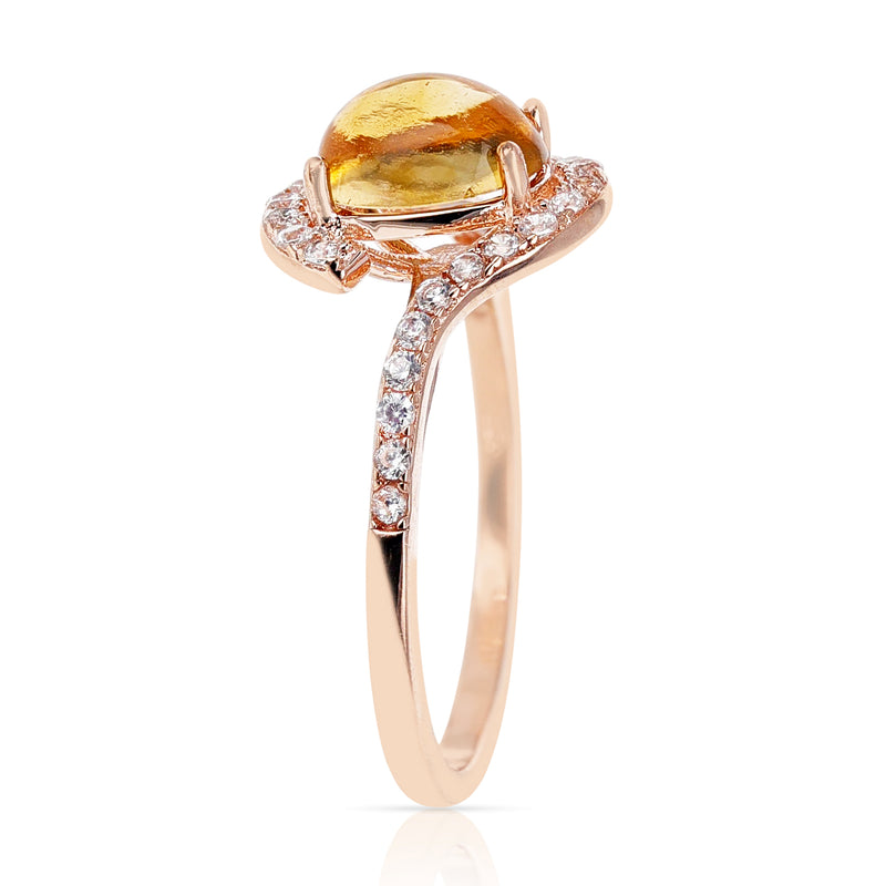 Genuine Citrine Cabochon Swirl Ring in Sterling Silver
