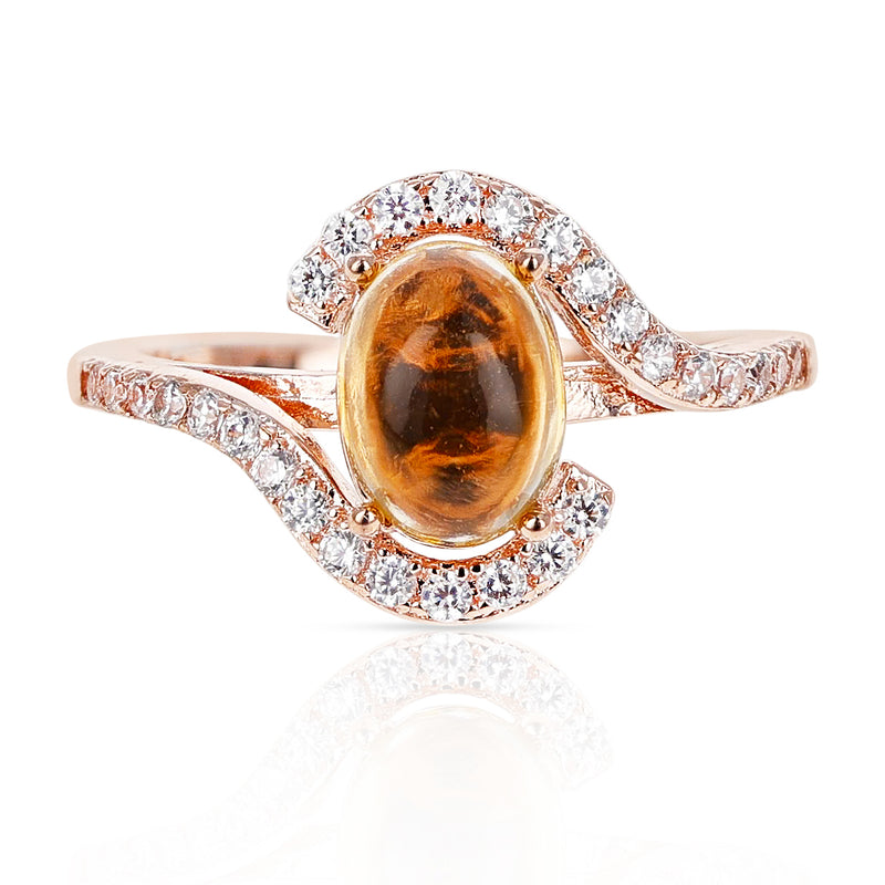 Genuine Citrine Cabochon Swirl Ring in Sterling Silver