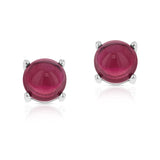 7MM Genuine Sapphire Round Cabochon Stud Earrings, Sterling Silver