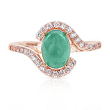 Genuine Emerald Cabochon Swirl Ring in Sterling Silver