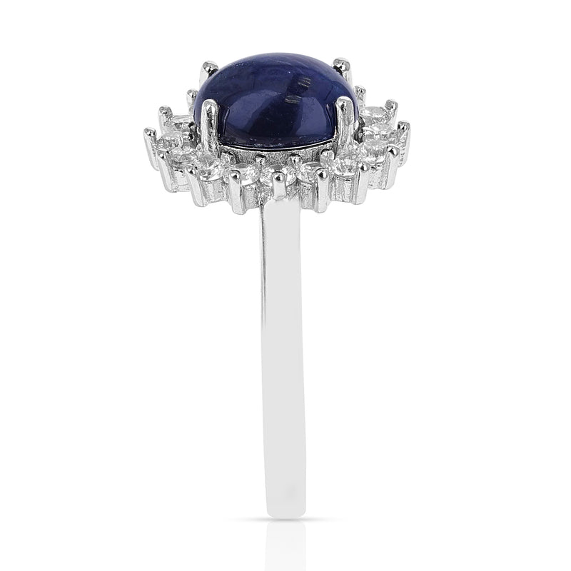 Genuine Sapphire Cabochon Ring in Sterling Silver