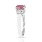 Genuine Oval Pink Tourmaline Ring in Sterling Silver