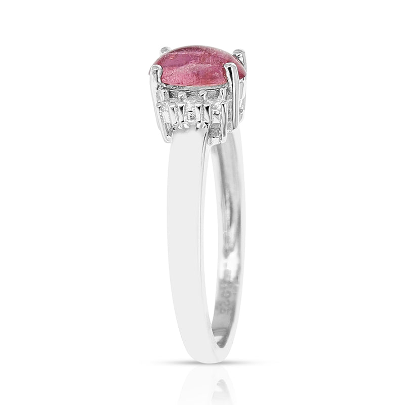 Genuine Oval Pink Tourmaline Ring in Sterling Silver