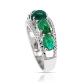 Genuine Emerald Cabochon Ring in Sterling Silver
