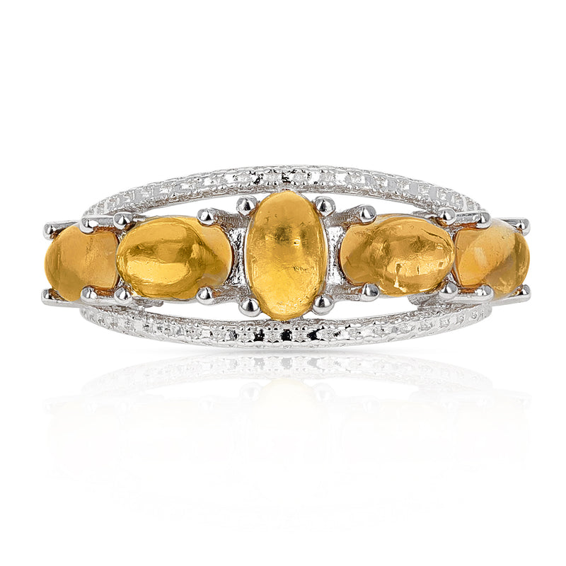 Genuine Citrine Cabochon Ring in Sterling Silver