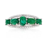 Genuine Emerald Cabochon Ring in Sterling Silver