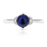 Genuine Round Sapphire Cabochon Ring in Sterling Silver