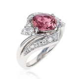 AGL Certified 2.17 ct. Natural Imperial Pink Topaz Ring with Diamonds, Platinum
