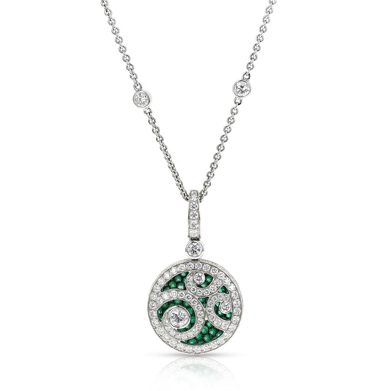 Graff Emerald and Diamond Pendant Necklace with Box