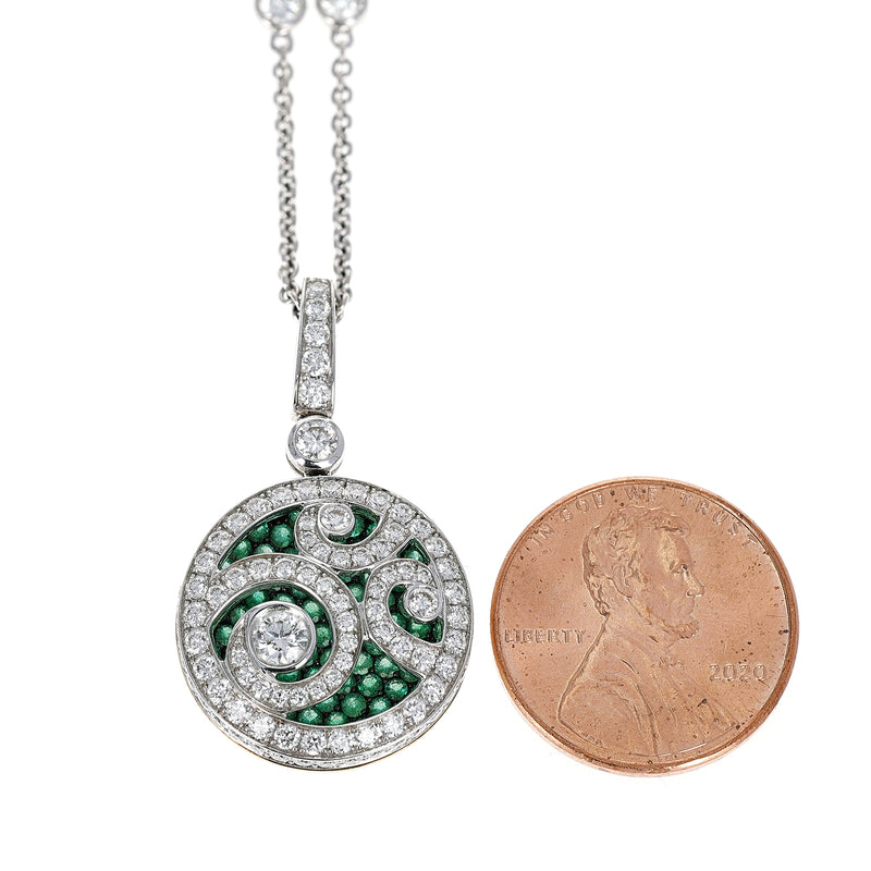 Graff Emerald and Diamond Pendant Necklace with Box