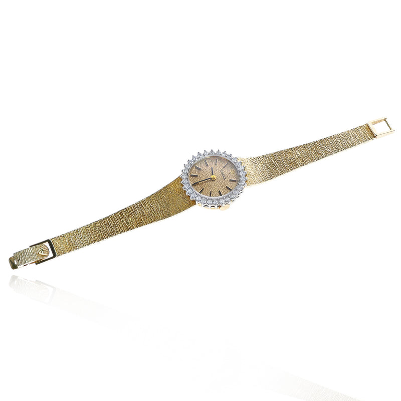 Vintage Rolex 14K Yellow Gold Diamond Bezel Watch