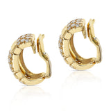 Van Cleef & Arpels Textured Gold and Diamond Clip-on Earrings, Part of Set, 18K
