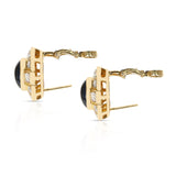 Cartier Paris Sapphire Cabochon and Diamond Earrings, 18K Yellow Gold