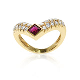 Van Cleef & Arpels Emerald Ruby Sapphire and Diamond Three Band Stacking Ring