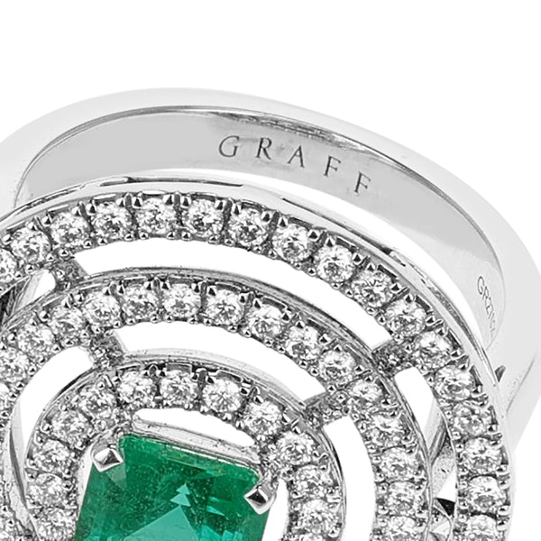 Graff Bulls Eye 1.02 ct. Square-Cut Emerald and Diamond Ring