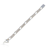Cuban Link Chain Bracelet with Round Diamonds with Lock Design, 10k Gold