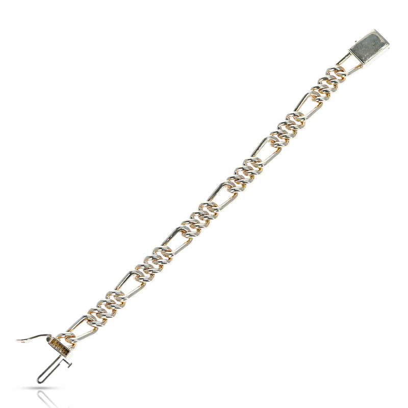 Cuban Link Chain Bracelet with Round Diamonds with Lock Design, 10k Gold