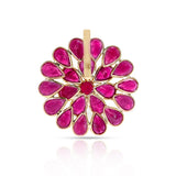 Floral Ruby Pendant, 18k Yellow Gold