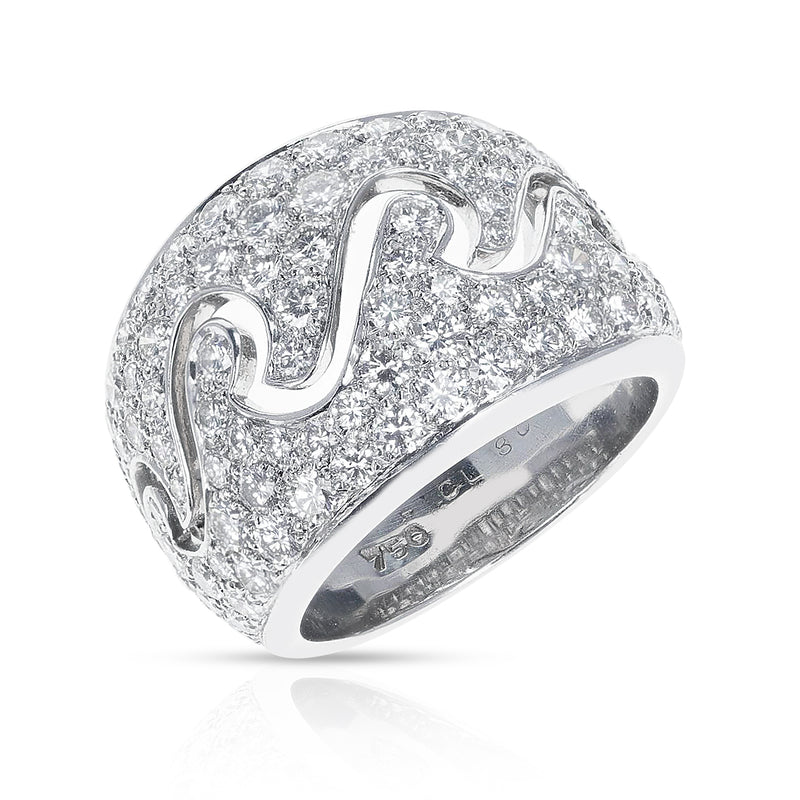 Van Cleef & Arpels Diamond Wave Ring, 18k White