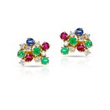 Ruby, Emerald, Sapphire and Diamond Earrings