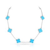 Van Cleef & Arpels 10 Motif Turquoise Alhambra Necklace
