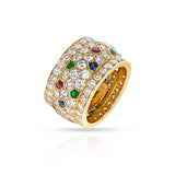 Cartier Nigeria Ring with Ruby, Emerald, Sapphire and Diamond, 18k with Paper