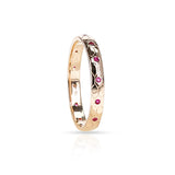 Textured Gold Band with Gemstones, 18k