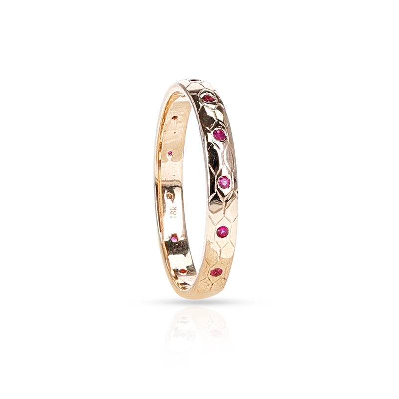 Textured Gold Band with Gemstones, 18k