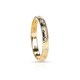 Textured Gold Band with Diamonds, 18k