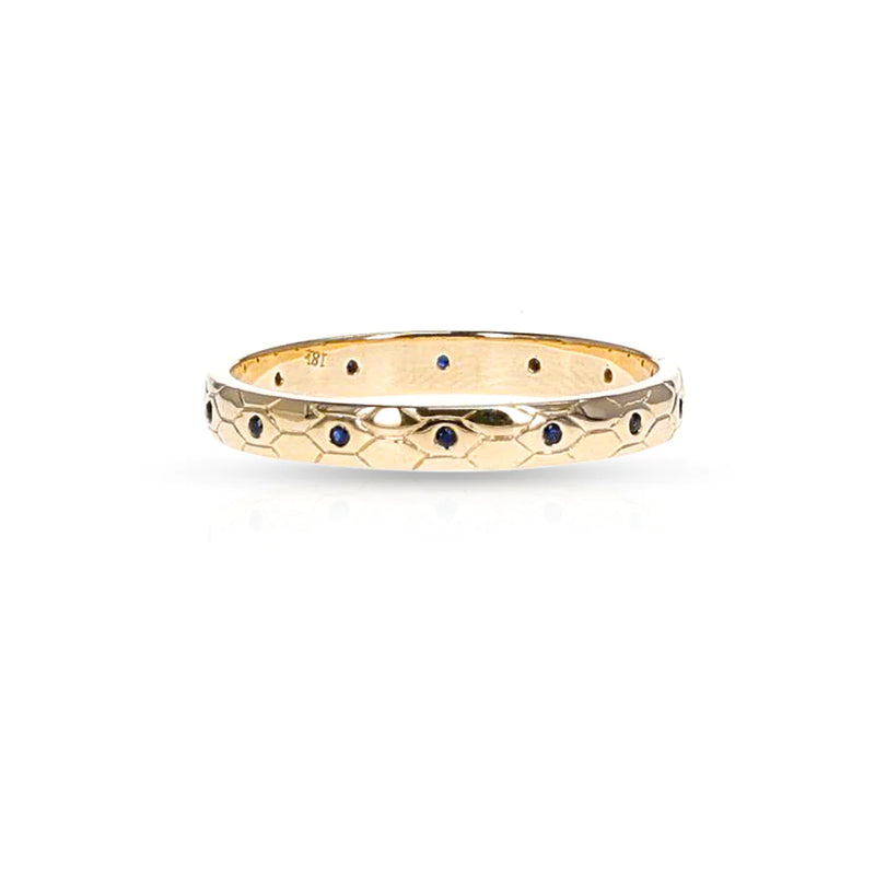 Textured Gold Band with Gemstones, 18k