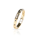 Textured Gold Band with Gemstones, 18k