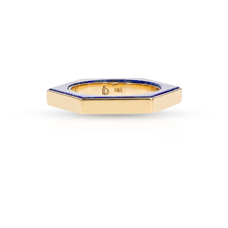 Hexagonal-Cut Lapis Convertible Ring and Pendant, 18k