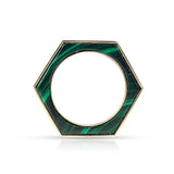 Hexagonal-Cut Malachite Convertible Ring and Pendant, 18k