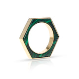 Hexagonal-Cut Malachite Convertible Ring and Pendant, 18k