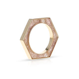 Hexagonal-Cut Strawberry Quartz Convertible Ring and Pendant, 18k