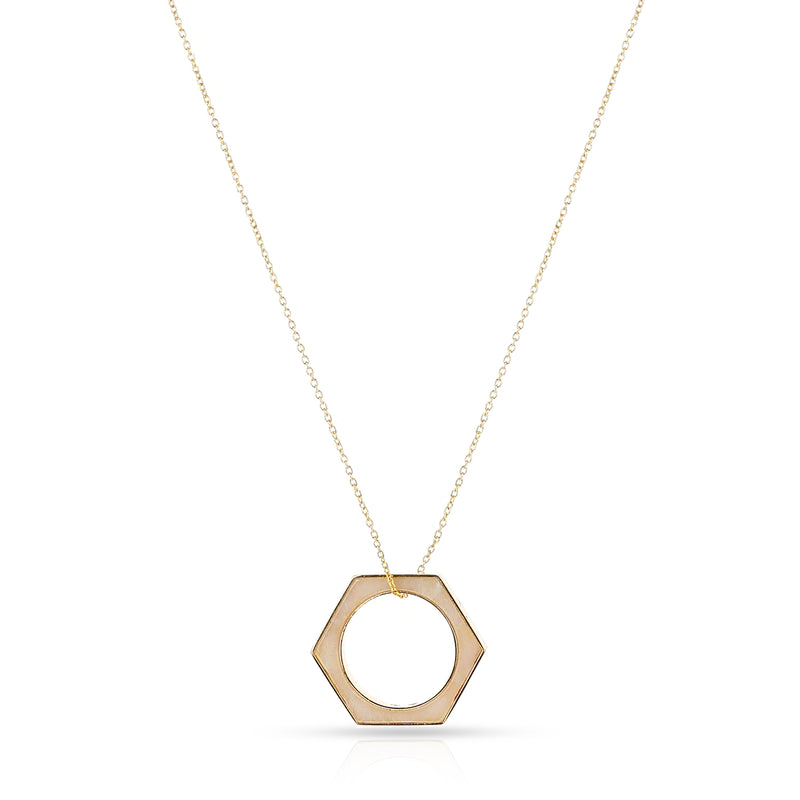 Hexagonal-Cut White Onyx Convertible Ring and Pendant, 18k