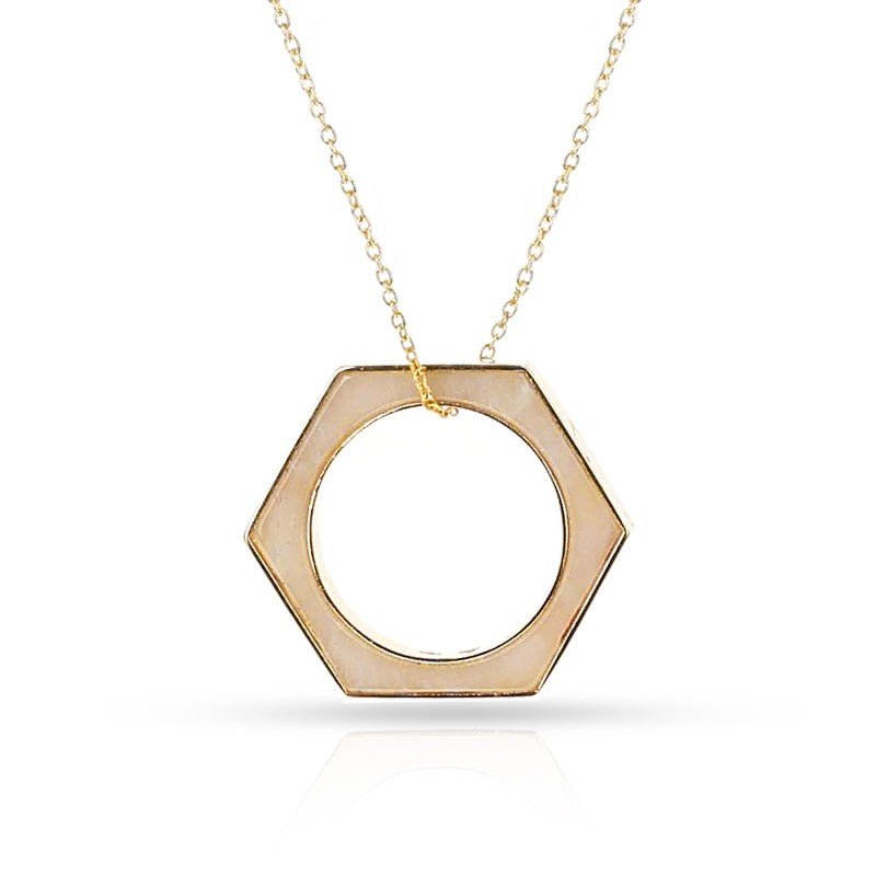 Hexagonal-Cut White Onyx Convertible Ring and Pendant, 18k