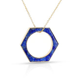 Hexagonal-Cut Lapis Convertible Ring and Pendant, 18k