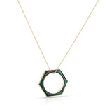 Hexagonal-Cut Malachite Convertible Ring and Pendant, 18k