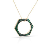 Hexagonal-Cut Malachite Convertible Ring and Pendant, 18k